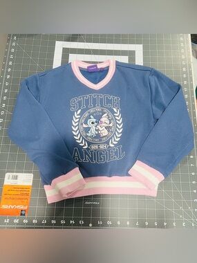 Disney Stitch Blue and Pink V-Neck Sweatshirt